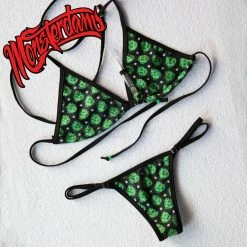 Monsterdam Swimwear Bikini Brazilian Style Kush Print Black Bathing Suit