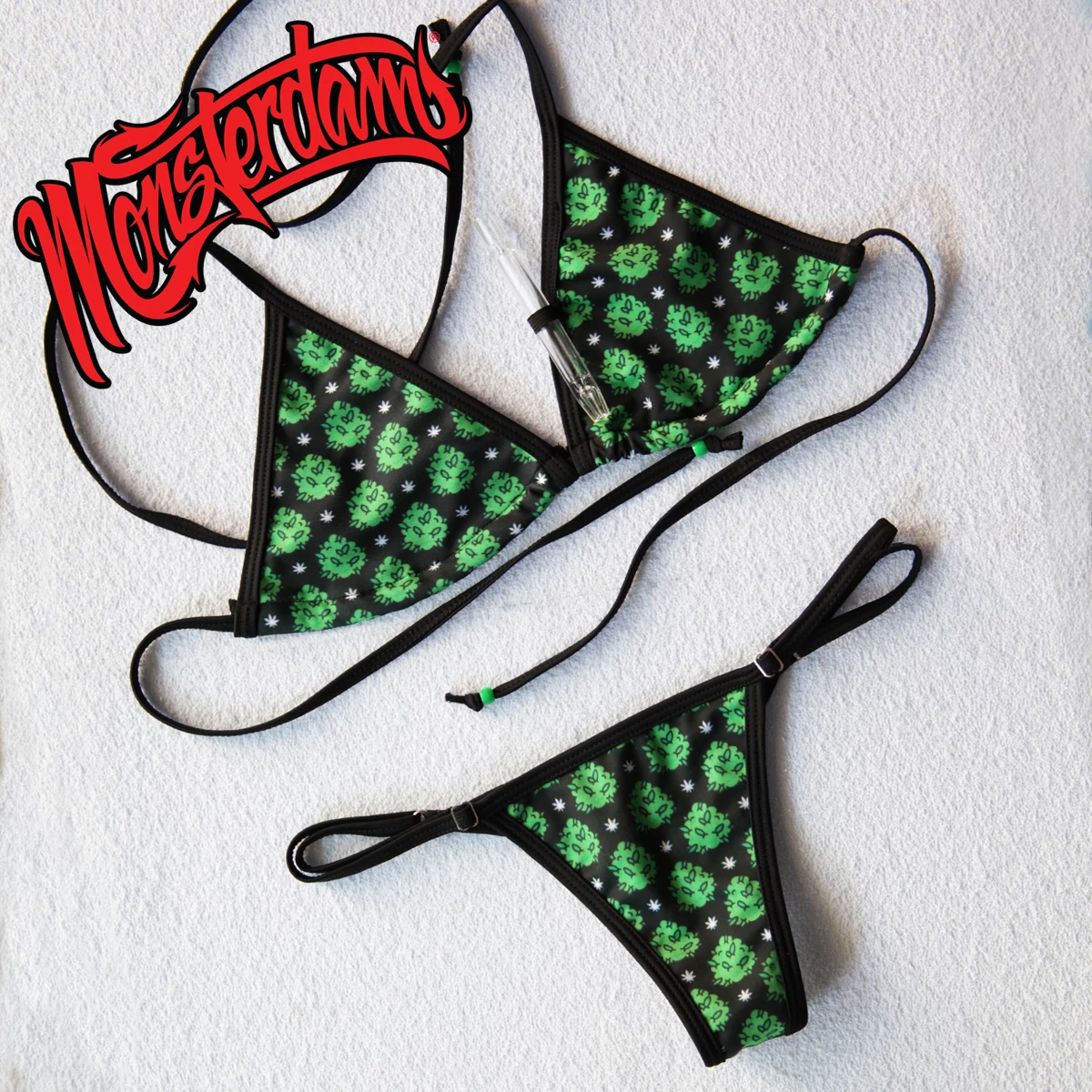 Monsterdam Swimwear Bikini Brazilian Style Kush Print Black Bathing Suit 1 Monsterdam Swimwear Bikini Brazilian Style Kush Print Black Bathing Suit