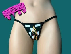 Monsterdam Panties Checked Flame Adjustable Straps G-string