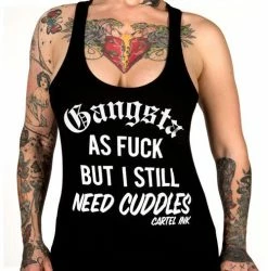 Cartel Ink Tanks Tops & Camis Gangsta As Fuck, But Still Need Cuddles Women's Racer Back Tank Top