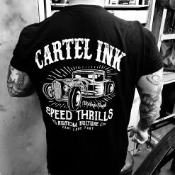 Cartel Ink T-Shirts Speed Thrills Men's T-Shirt -Cartel Ink Shop gothic mens front and back printed t shirt rebelsmarket 2