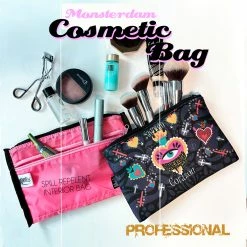 Monsterdam Purses & Handbags Hearts And Cross Print Cosmetic Bag -Cartel Ink Shop hearts and cross print cosmetic bag monsterdam rebelsmarket 2