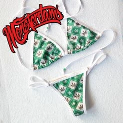 Monsterdam Swimwear Marijuana In Square Bikini Brazilian Style White Bathing Suit