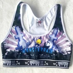Monsterdam Bras Racerback Headstone Spirits Print Top Bra
