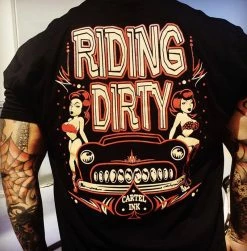Cartel Ink T-Shirts Riding Dirty Black Cotton T-Shirt -Cartel Ink Shop riding dirty animated women and car round neck tight fit cotton t shirt rebelsmarket 2
