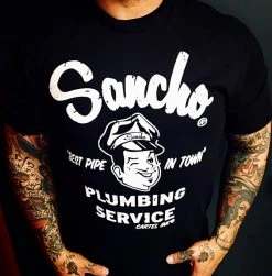 Cartel Ink T-Shirts Sancho Plumbing Services Short Sleeve T-shirt -Cartel Ink Shop sancho plumbing services crew neck short sleeve tight fit cotton t shirt rebelsmarket 2