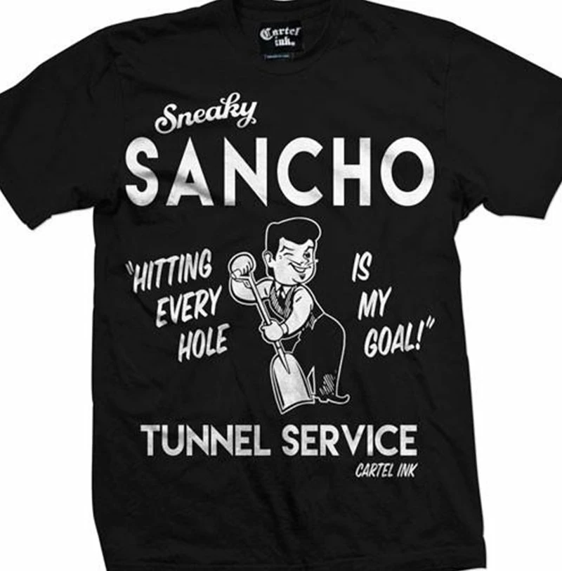 Cartel Ink T-Shirts Sneaky Sancho Tunnel Service Black T-Shirt 1 Cartel Ink T-Shirts Sneaky Sancho Tunnel Service Black T-Shirt