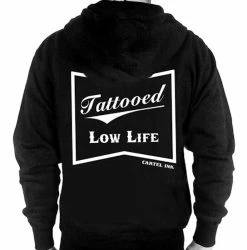 Cartel Ink Hoodies & Sweatshirts Tattooed Low Life Pullover Back Print Hoodie Men's Design-LIMITED EDITION