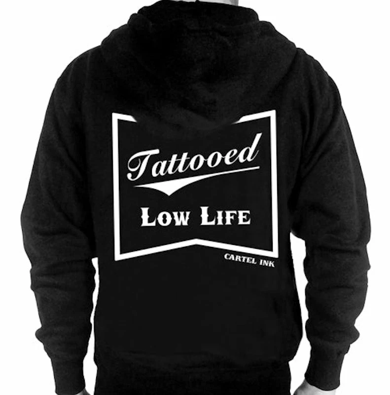 Cartel Ink Hoodies & Sweatshirts Tattooed Low Life Pullover Back Print Hoodie Men's Design-LIMITED EDITION 1 Cartel Ink Hoodies & Sweatshirts Tattooed Low Life Pullover Back Print Hoodie Men's Design-LIMITED EDITION