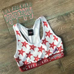 Monsterdam Bras White Red Star Pattern Bad Ass Girl Bra Top